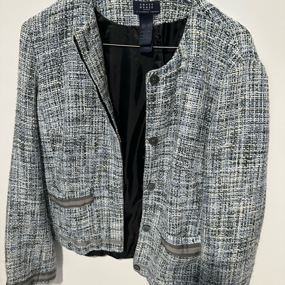 Liz Claiborne Women's Gray and Black Tweed Blazer